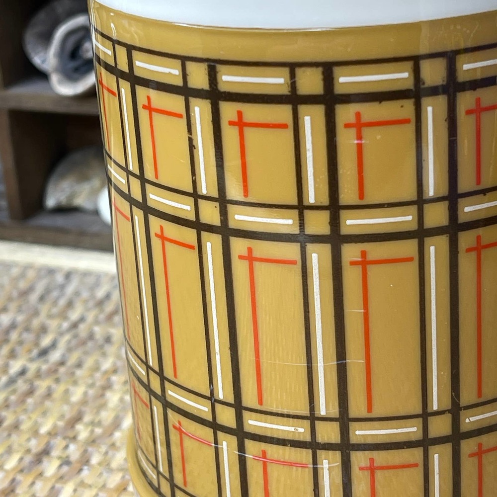 Vintage 80s Mustard Plaid Thermos Soup Beverages Double Walled by Aladdin - Picture 9 of 12